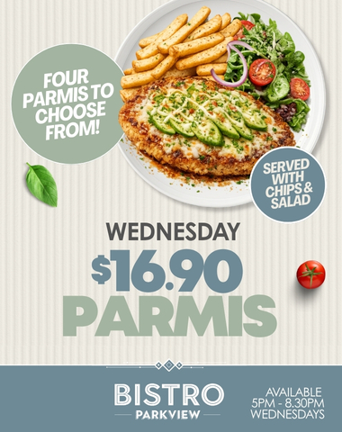 WEDNESDAY $16.90 PARMI NIGHT